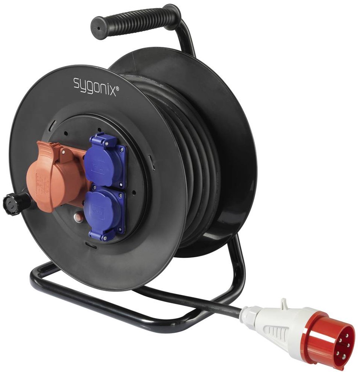 Sygonix SY-5806894 Enrouleur de câble 25 m noir mâle CEE 16 A 5 pôles