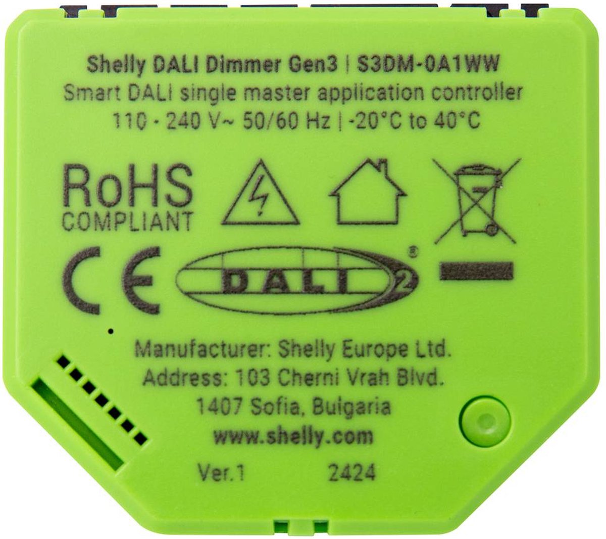 Shelly Shelly DALI Dimmer Gen3 Actionneur de gradation Bluetooth, Wi-Fi