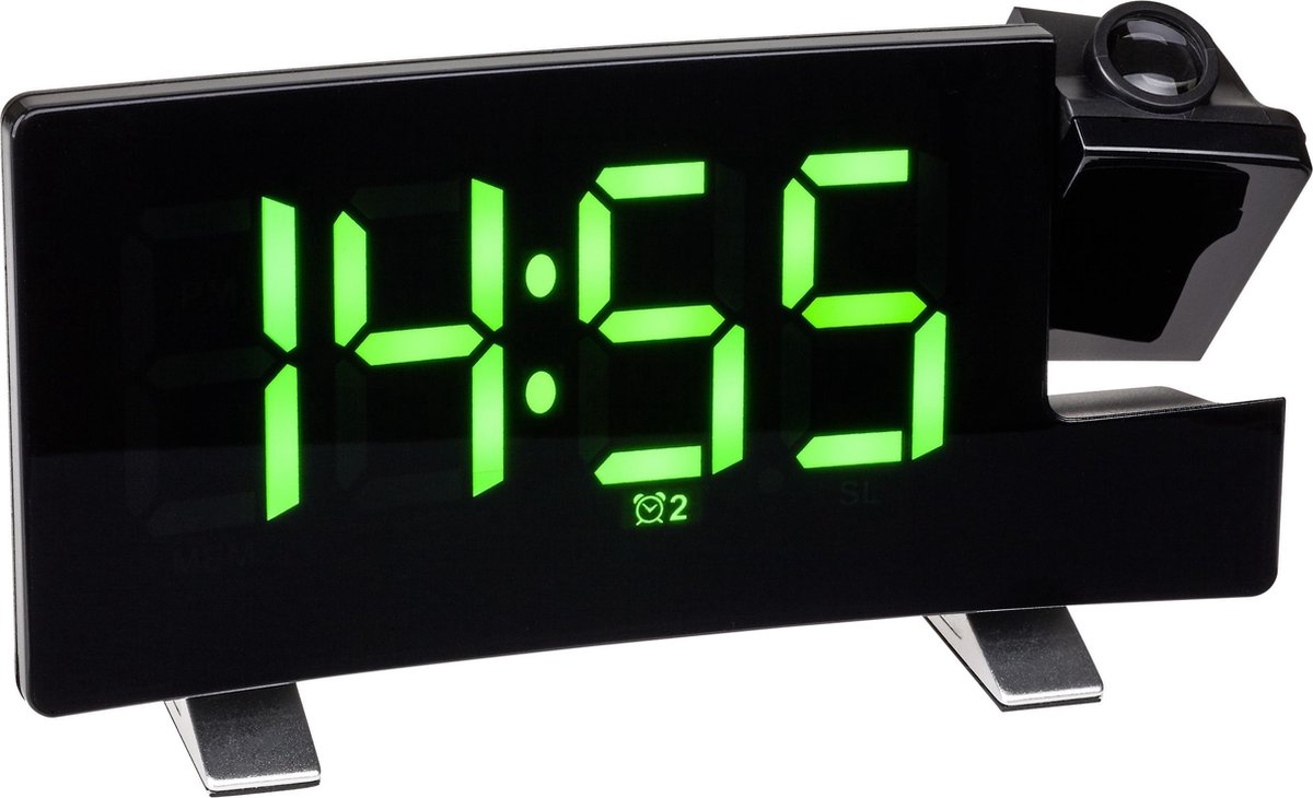 TFA Dostmann 60.5015.04 à quartz Réveil noir grand écran, port USB