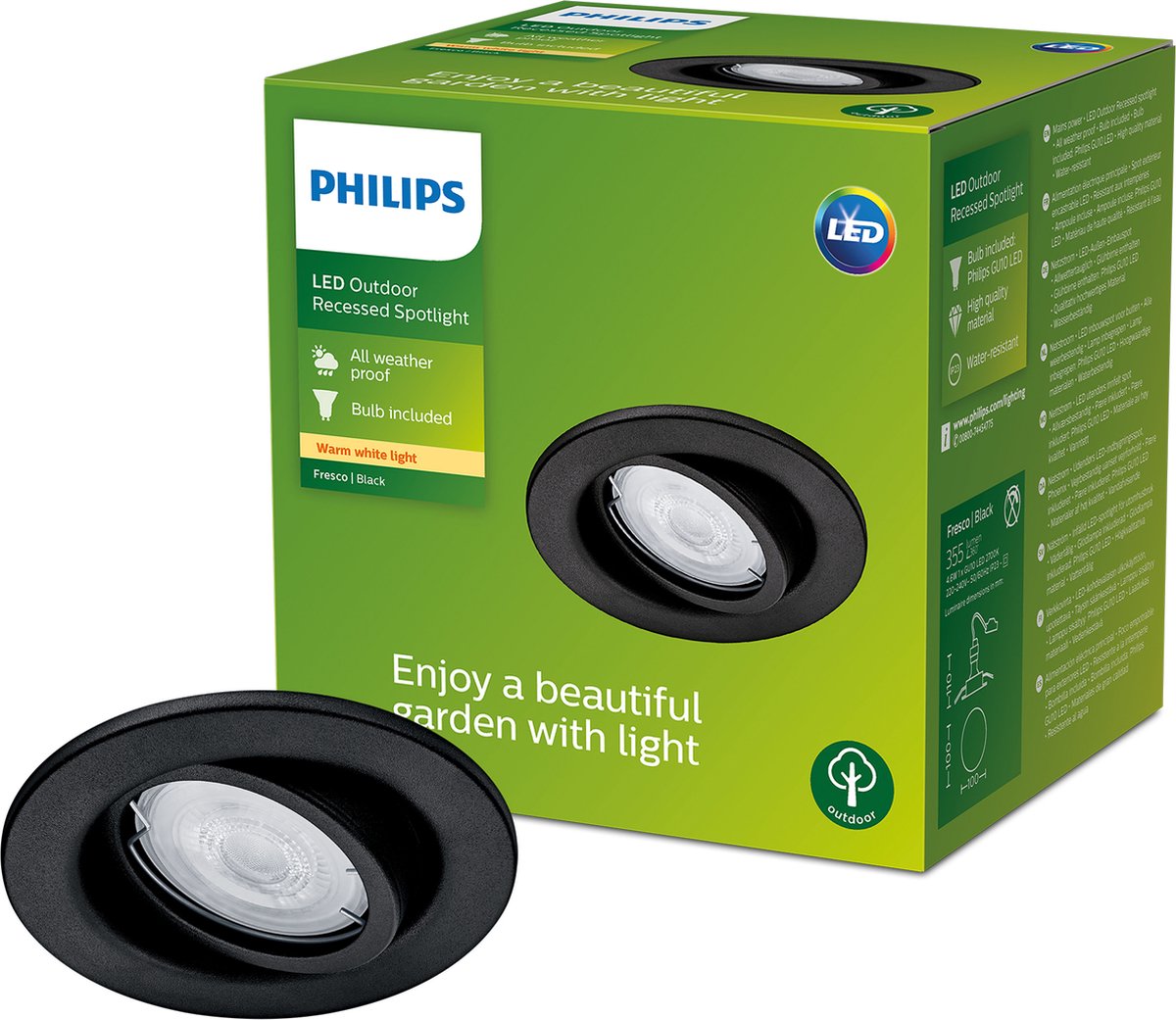 Philips LED 8720169266858 Fresco Luminaire à LED encastrable LED GU10 4.6 W noir