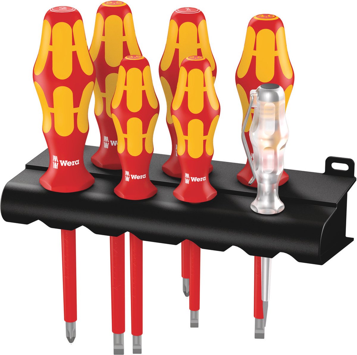 Jeu de tournevis Wera 160 i/7 Rack VDE 7 pièces vis à fente, cruciforme Phillips