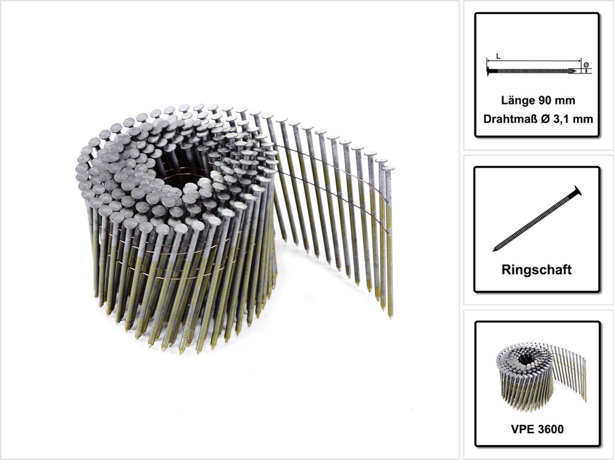 Prebena CNW31/90BKRI CNW31/90BKRI Clou (Ø x L) 3.1 mm x 90 mm 3600 pc(s)
