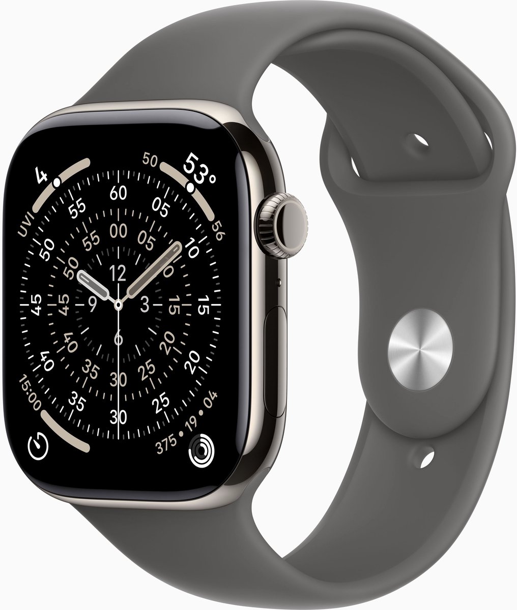 Apple Watch Series 11 GPS + Cellular 42 mm boîtier en titane bracelet de sport gris pierre M/L