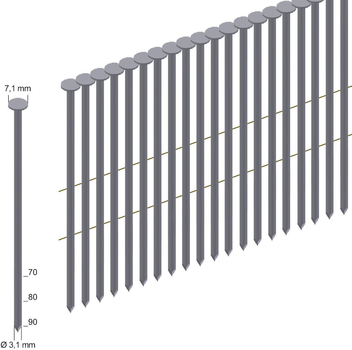 Prebena CNW31/70BK CNW31/70BK Clou (Ø x L) 3.1 mm x 70 mm 4800 pc(s)