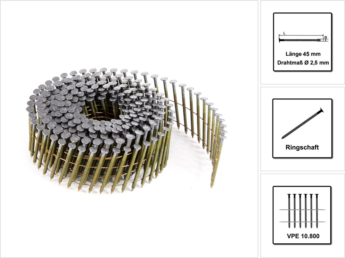 Prebena CNW25/45BKRI CNW25/45BKRI Clou (Ø x L) 2.5 mm x 45 mm 10800 pc(s)
