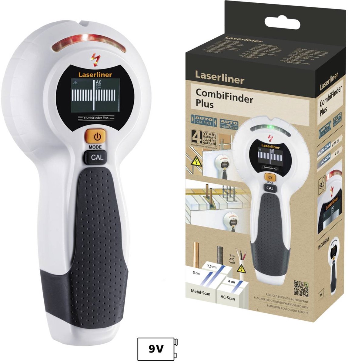 Laserliner Scanner mural CombiFinder Plus 080.955E Profondeur de détection (max.) 75 mm convient pour métal ferreux