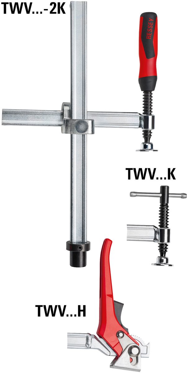 Elément de serrage pour tables de soudage avec longueur de travail variable TWW16H Bessey TWV16-20-15H