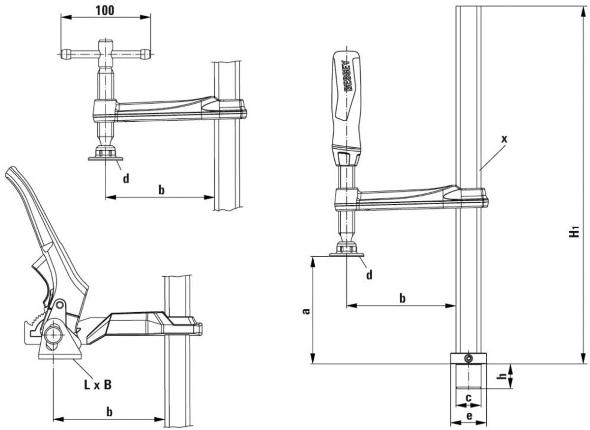 Elément de serrage pour tables de soudage TW16K Bessey TW16-20-10K Envergure max.:200 mm
