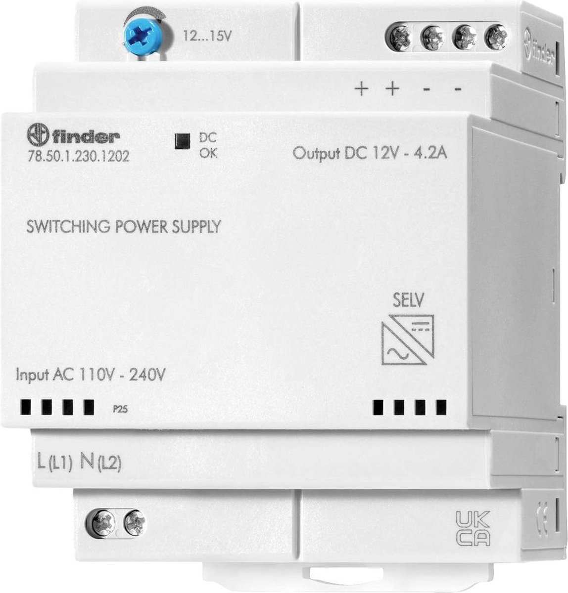 Finder 78.50.1.230.1202 Alimentation rail DIN 12 V/DC 4.6 A 50 W Nbr. de sorties:1 x Contenu 1 pc(s)