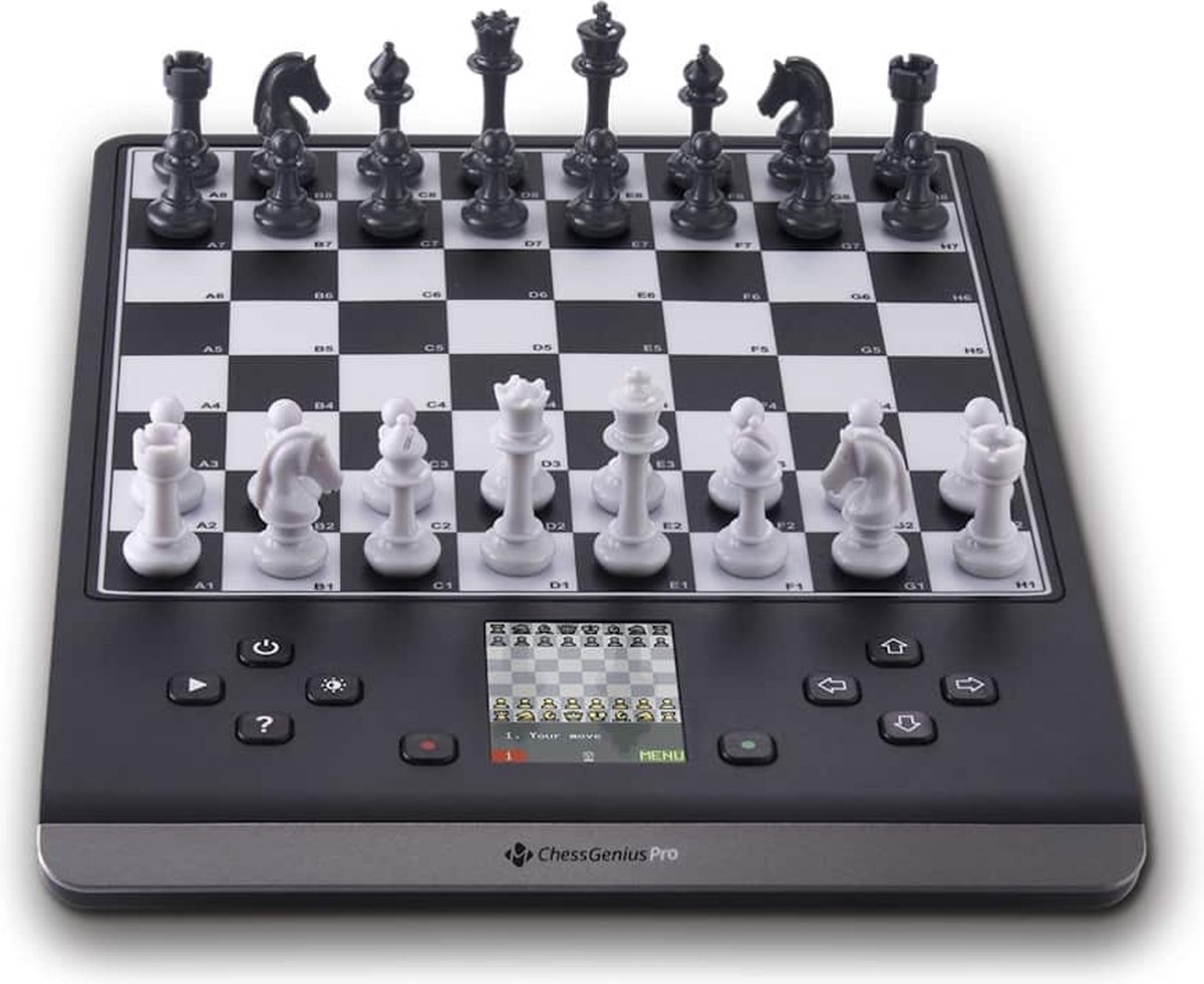 Millennium Chess Genius Pro M815 Jeu déchecs électronique Fonctions IA, Pions magnétiques, Échiquier avec capteur de pression, Écran couleur avec éclairage