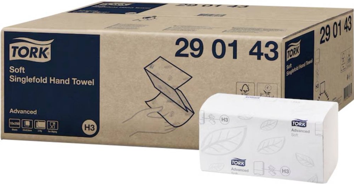 TORK 290143 Essuie-main en papier (L x l) 23 cm x 22.60 cm blanc 3750 pc(s)