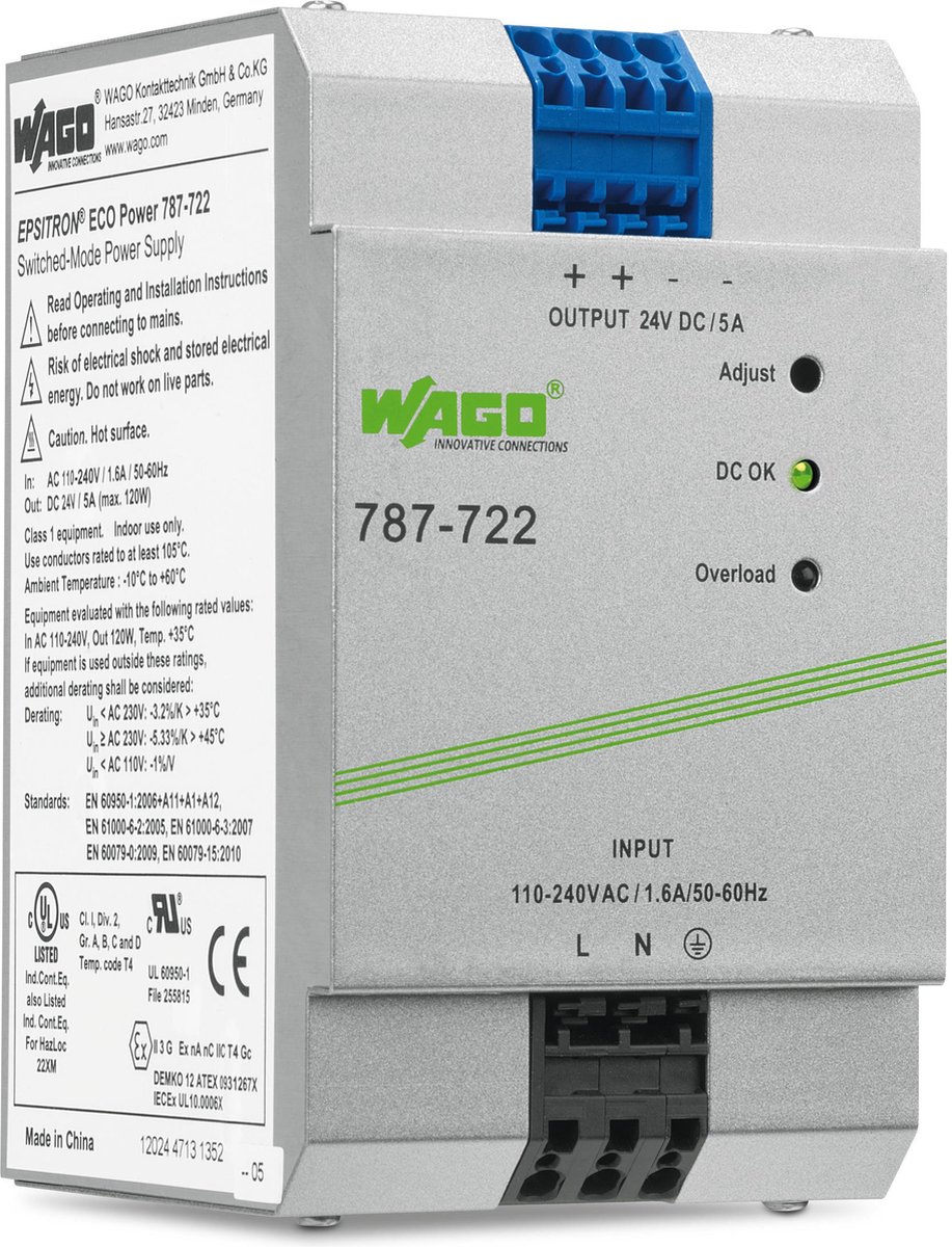 Alimentation rail DIN WAGO EPSITRON® ECO POWER 787-722 28 V/DC 5 A 120 W 1 x