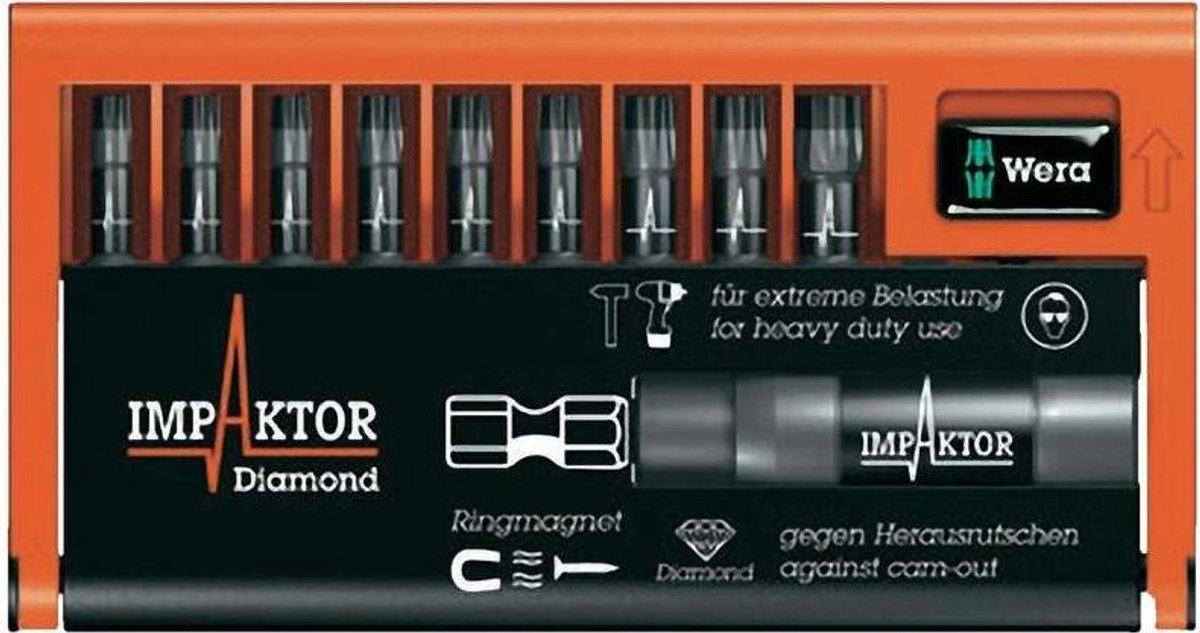 Wera 8767-9/IDC 05057688001 Jeu dembouts 10 pièces TORX® intérieur technologie Impactor