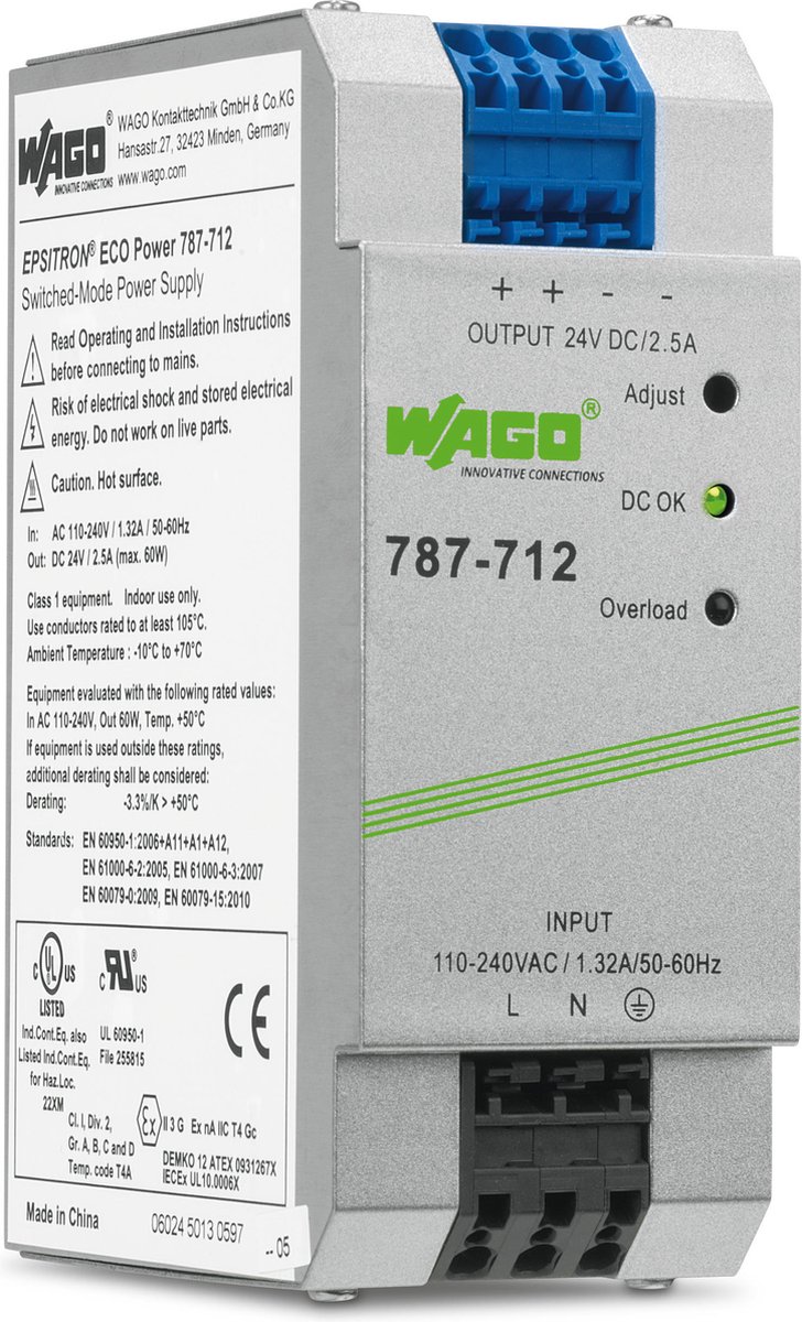 Alimentation rail DIN WAGO EPSITRON® ECO POWER 787-712 28.8 V/DC 2.5 A 60 W 1 x