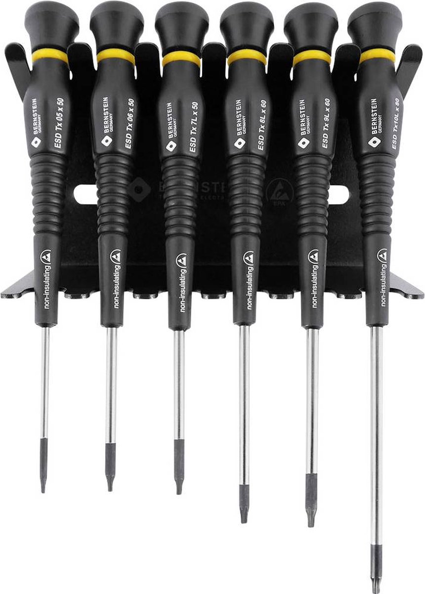 BERNSTEIN Tools for Electronics Bernstein Werkzeugfabrik antistatique (ESD) Jeu de tournevis 6 pièces TORX® intérieur