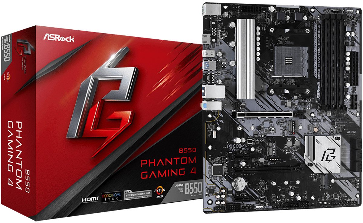 ASRock B550 Phantom Gaming 4 Carte mère Socket (PC) AMD AM4 Facteur de forme (détails) ATX Chipset de la carte mère AMD® B550