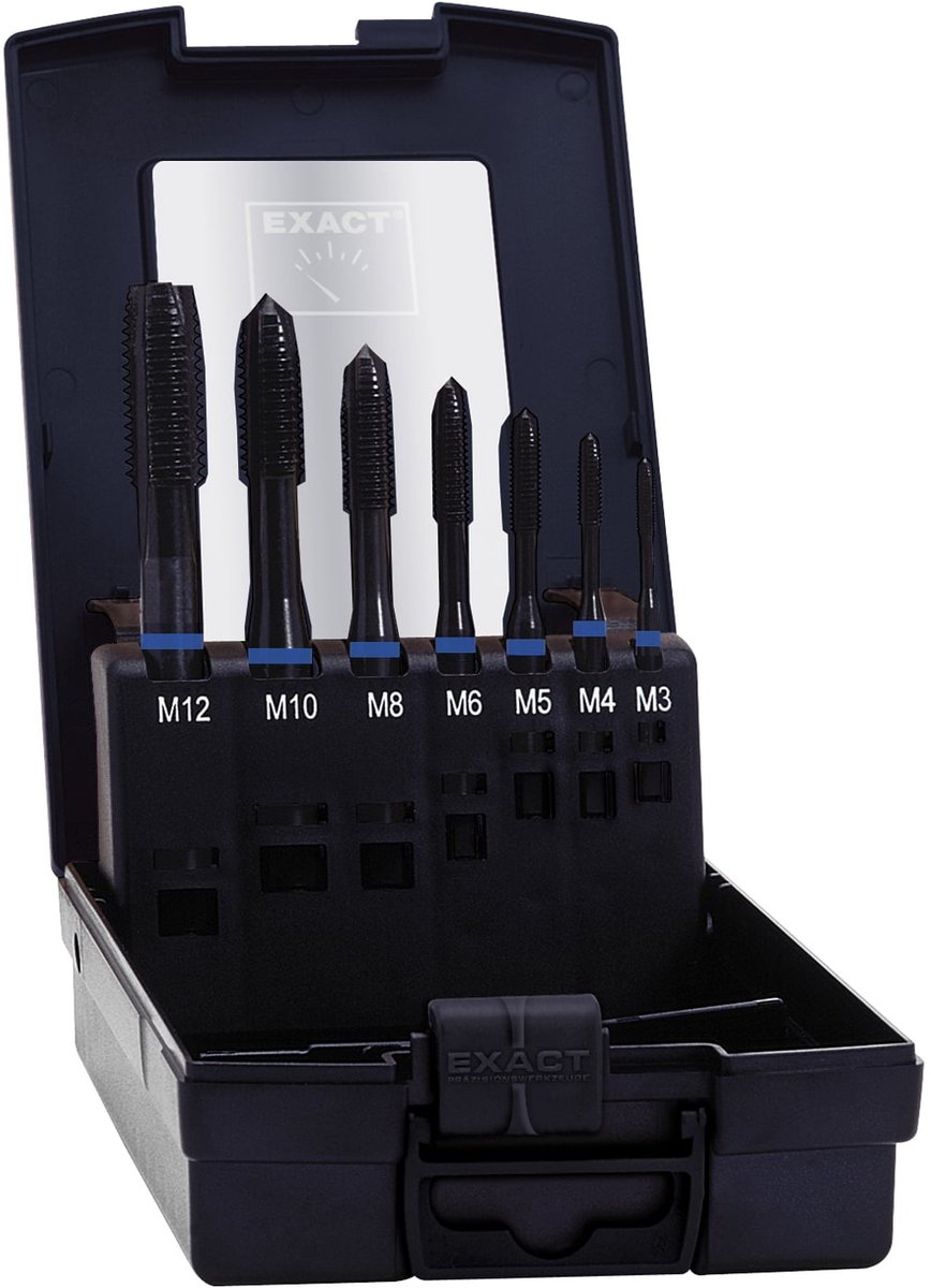 Exact 42305 Set de tarauds pour machine 7 pièces métrique M1, M4, M5, M6, M8, M10, M12 coupe à droite DIN 371 HSS-E forme B 1 set