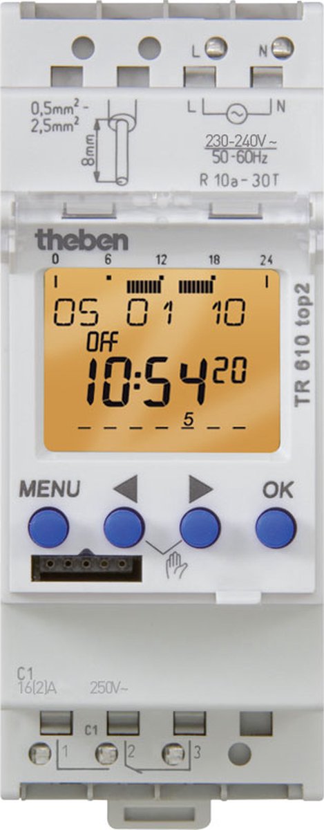 Theben TR 610 top2 G Programmateur horaire pour rail