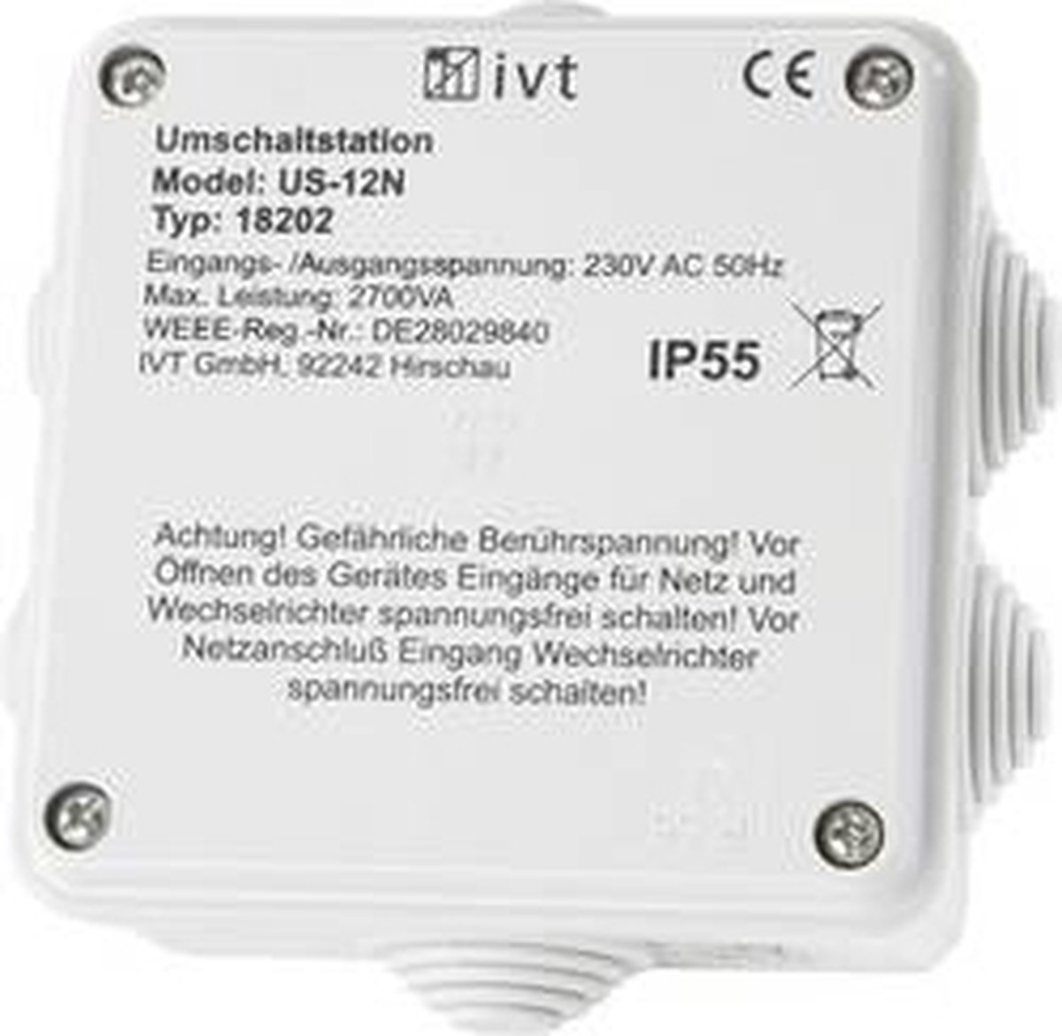IVT Station de commutation US-12N 2760 VA 18202 130 mm x 130 mm x 60 mm convient pour le modèle (onduleur):Universel