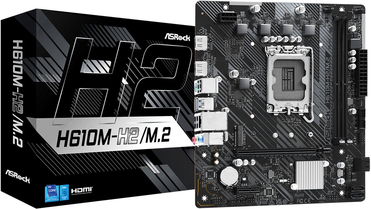 ASRock H610M-H2/M.2 Carte mère Socket (PC) Intel® 1700 Facteur de forme (détails) Micro-ATX Chipset de la carte mère Intel® H610