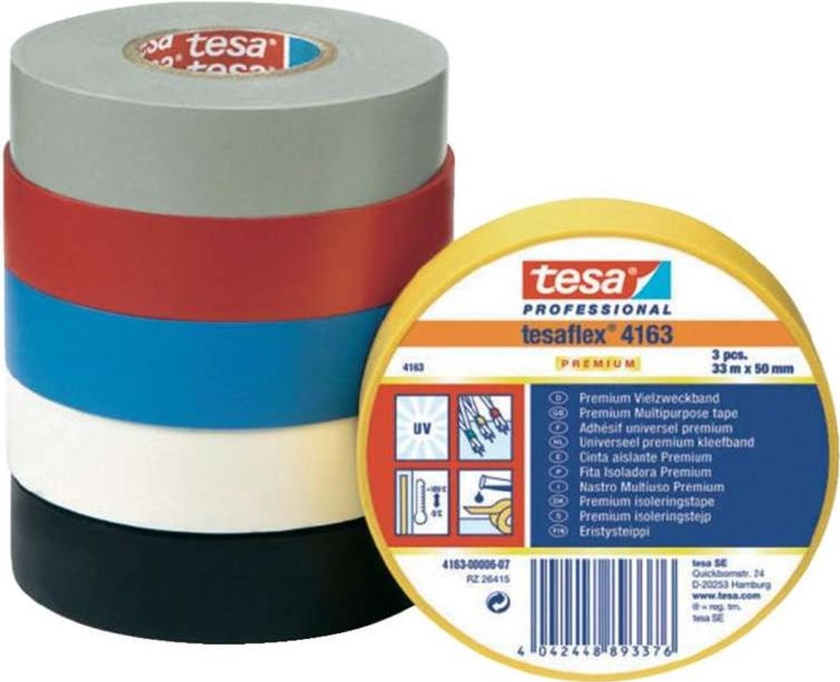 Ruban isolant tesaflex® 4163 tesa 04163-00006-07 noir (L x l) 33 m x 50 mm acrylate 1 pc(s)