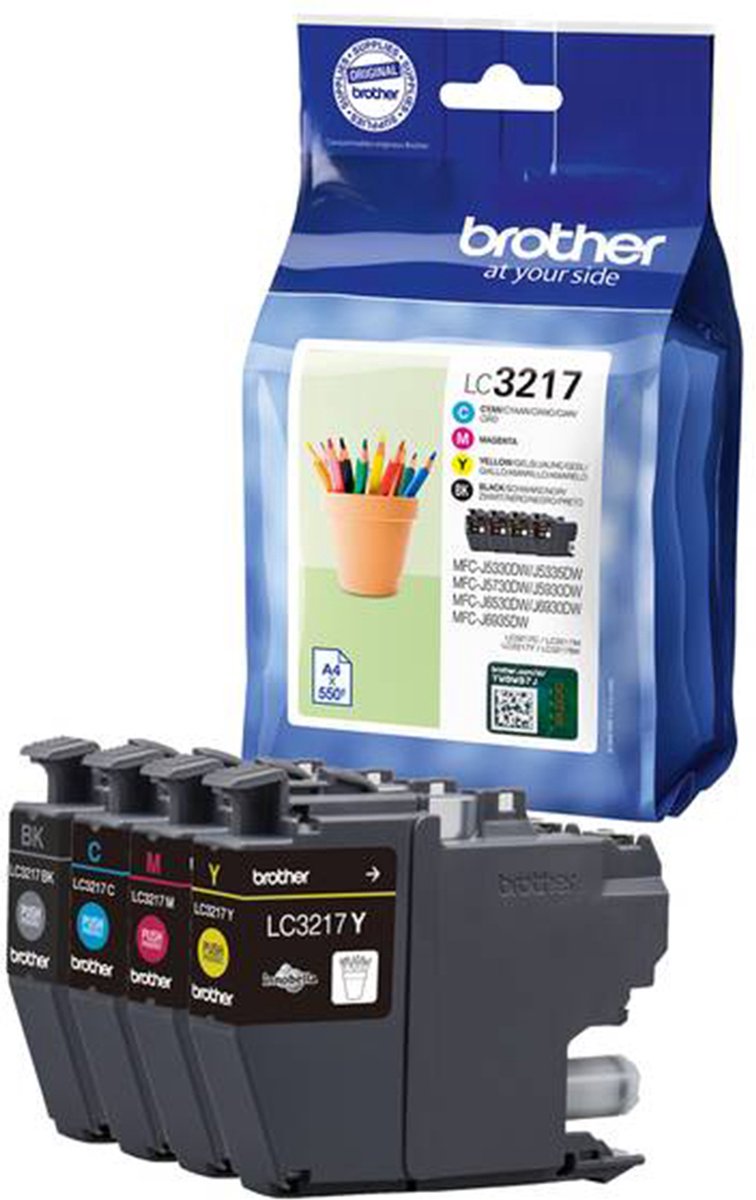Brother Encre LC3217 dorigine pack bundle noir, cyan, magenta, jaune LC3217VAL