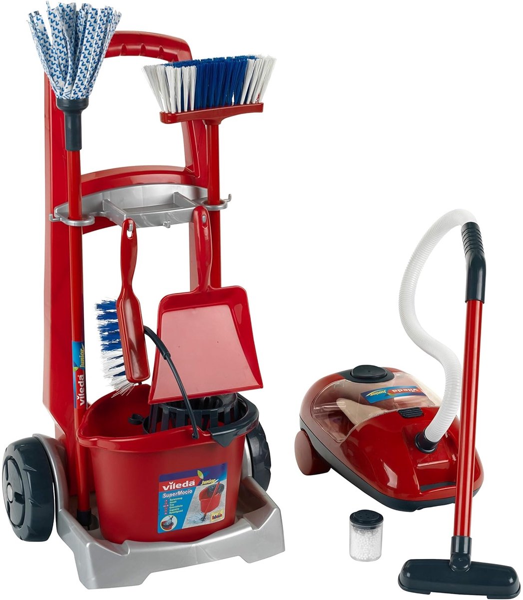 Theo Klein Vileda cleaning trolley + vide cleaner