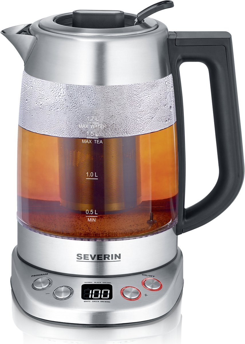 Severin 3480 Théière verre, acier inoxydable