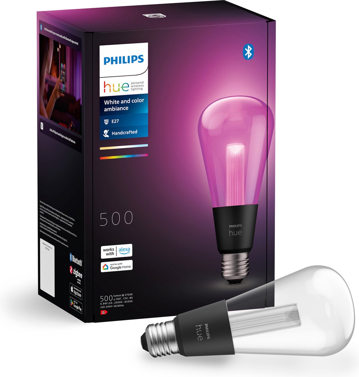 Philips Hue Ampoule à LED 929003151501 CEE: G (A - G) Hue LG ST72 E27 6.8 W