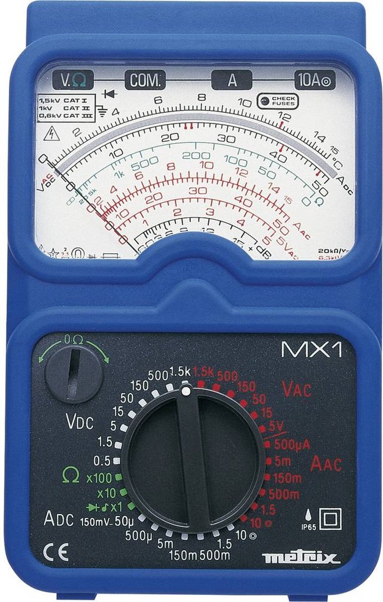 Multimètre Metrix MX 1 analogique protégé contre les projections deau (IP65) CAT III 600 V