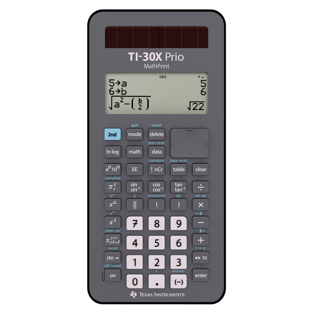 Texas Instruments TI-30X Prio MathPrint™ Calculatrice scolaire noir Ecran: 64 à pile(s), solaire