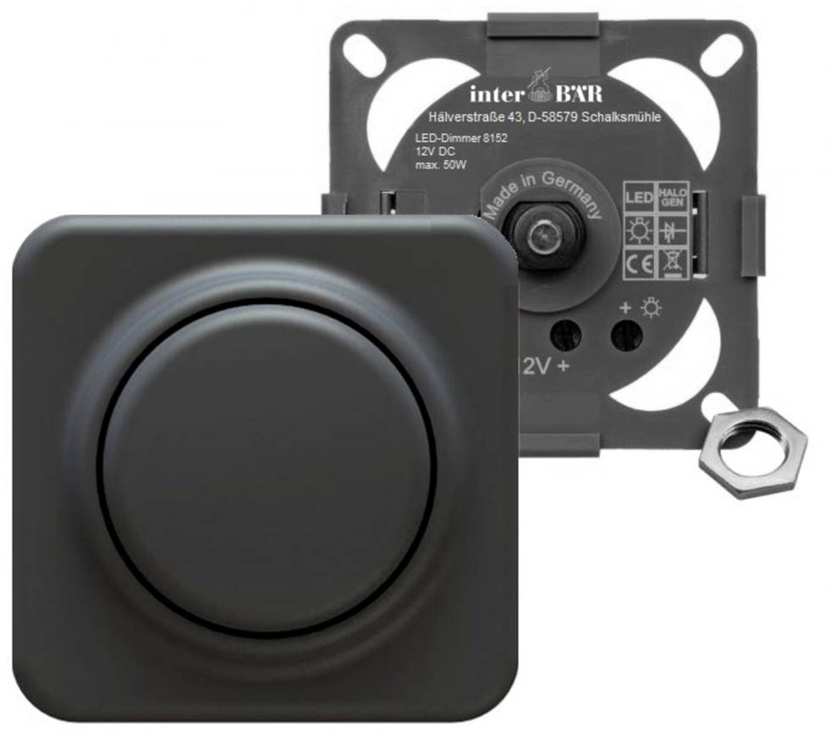interBär 8152-004.01 Variateur à encastrer dans un meuble Adapté pour ampoule: Lampe LED noir