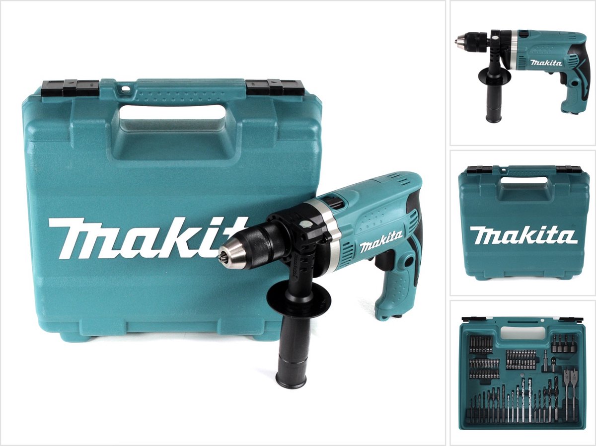 Perceuse à percussion Makita HP1631KX3 1 vitesse-710 W + accessoires, + mallette 1 pc(s)