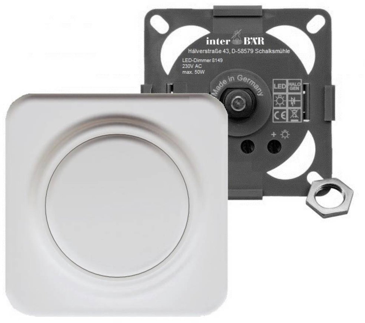 interBär 8149-008.01 Variateur à encastrer dans un meuble blanc
