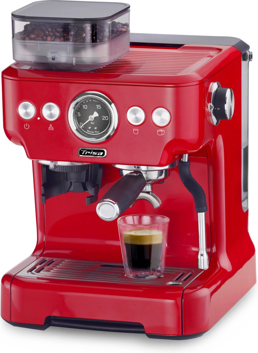 Trisa Barista Plus Machine à expresso rouge 2300 W avec broyeur