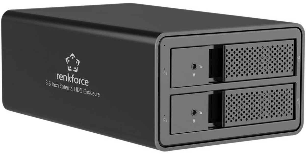 Renkforce RF-6647596 Boîtier pour disque dur 8,9 cm (3,5) 2 baie 3.5 pouces USB 3.0