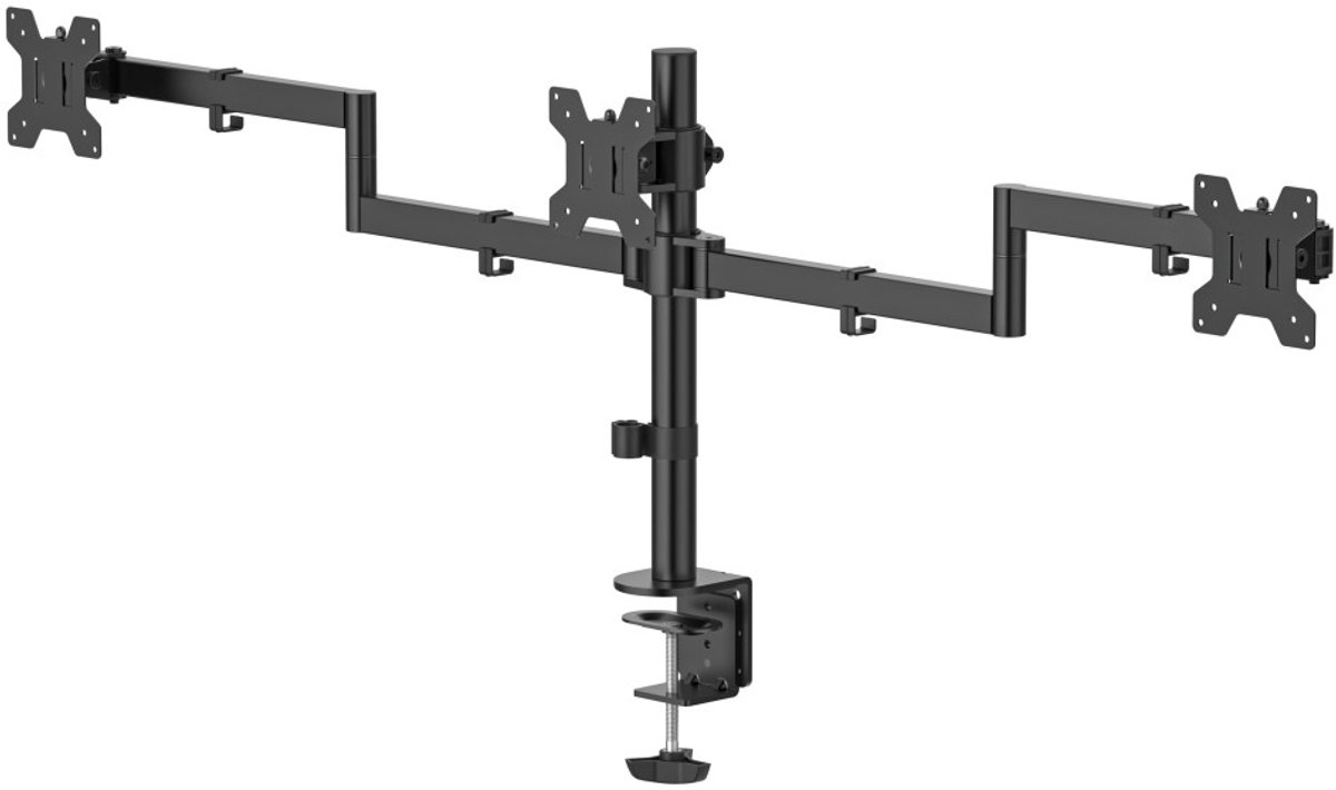 Hama Support de table pour écran 3 Écran(s) 68,6 cm (27) noir réglable en hauteur, inclinable, rotatif, mobile