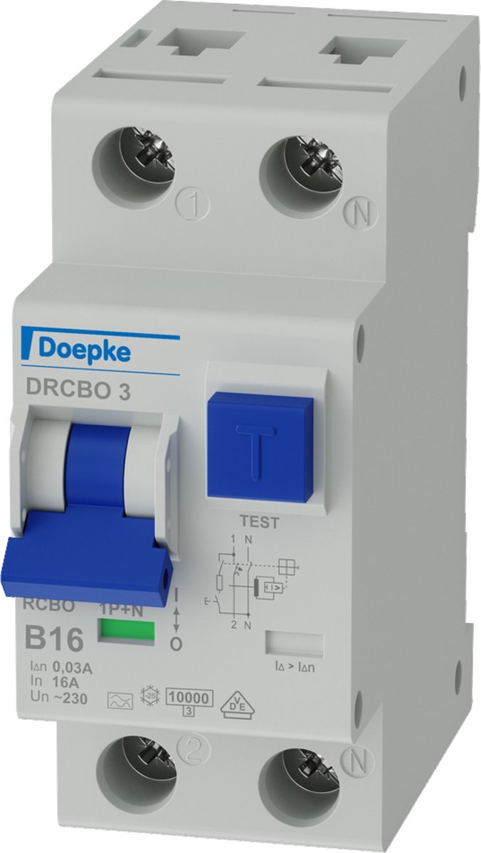 Doepke 09932104 Interrupteur différentiel/Disjoncteur de protection 1 pôle 16 A 0.03 A 230 V