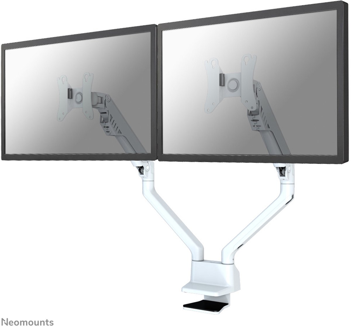 Neomounts FPMA-D750DWHITE Support de table pour écran 2 Écran(s) 25,4 cm (10) - 81,3 cm (32) blanc mobile, rotatif, rotatif, réglable en hauteur
