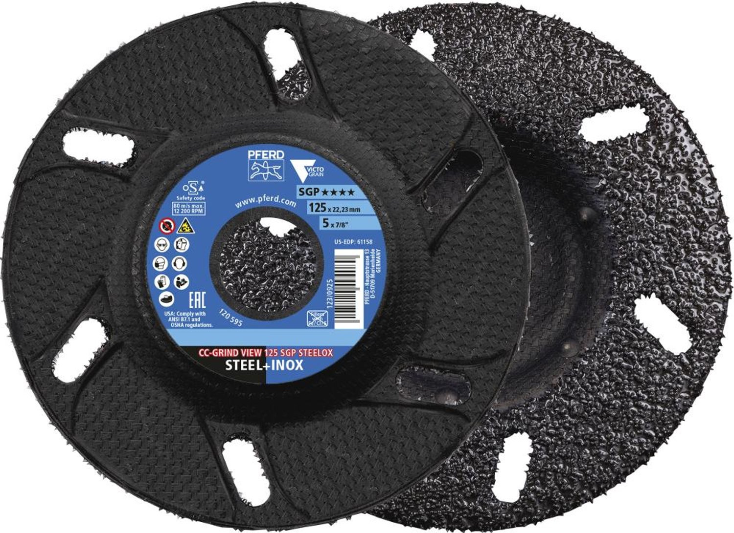 PFERD TOOLS 64196126 Set de disques abrasifs Diamètre 125 mm Grain=36 10 pc(s)