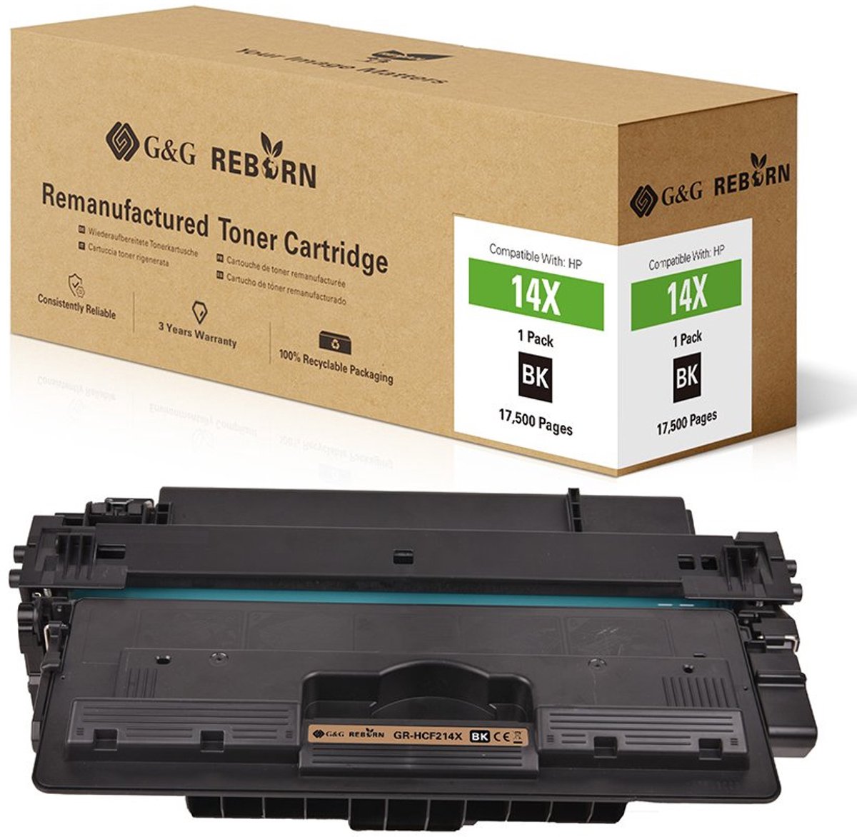 G&G Toner remplace HP 14X compatible noir 17500 pages Reborn remanufactured 21230