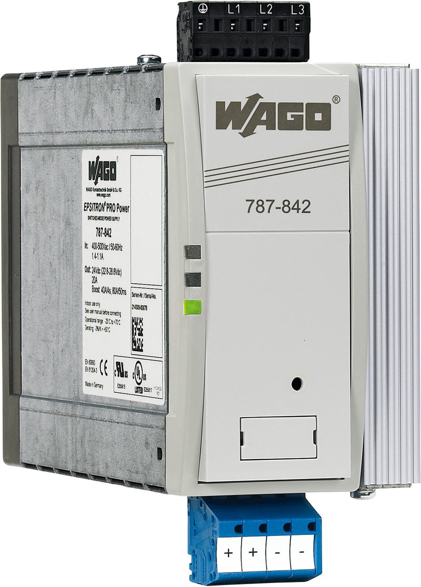 WAGO 787-842 Alimentation rail DIN 24 V/DC 20 A 480 W Nbr. de sorties:1 x Contenu 1 pc(s)