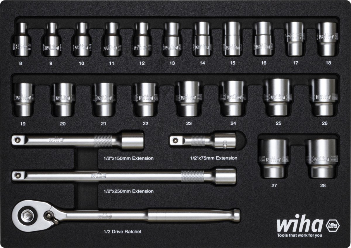 Wiha 44740 Jeu de douilles 1/2 395 mm