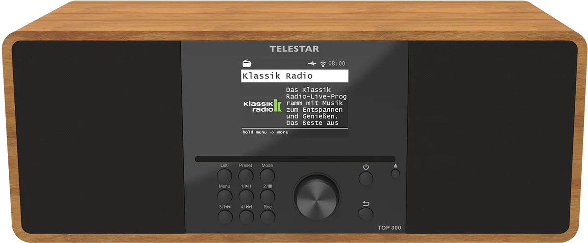 Telestar TOP 300 Holz Radio-lecteur CD Internet Internet, DAB+, FM USB, WiFi, radio internet, DAB+, CD, Bluetooth, AUX avec télécommande bois