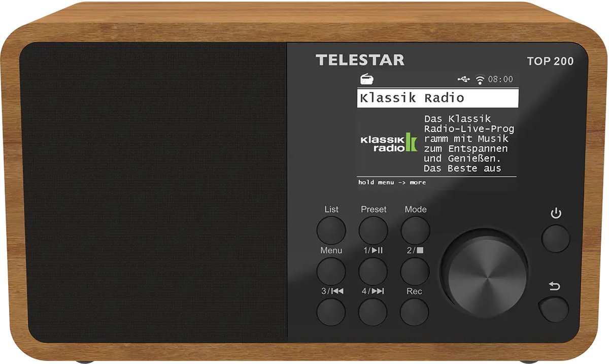 Telestar TOP 200 Holz Radio Internet portative Internet, DAB+, FM Bluetooth, USB, WiFi, AUX bois