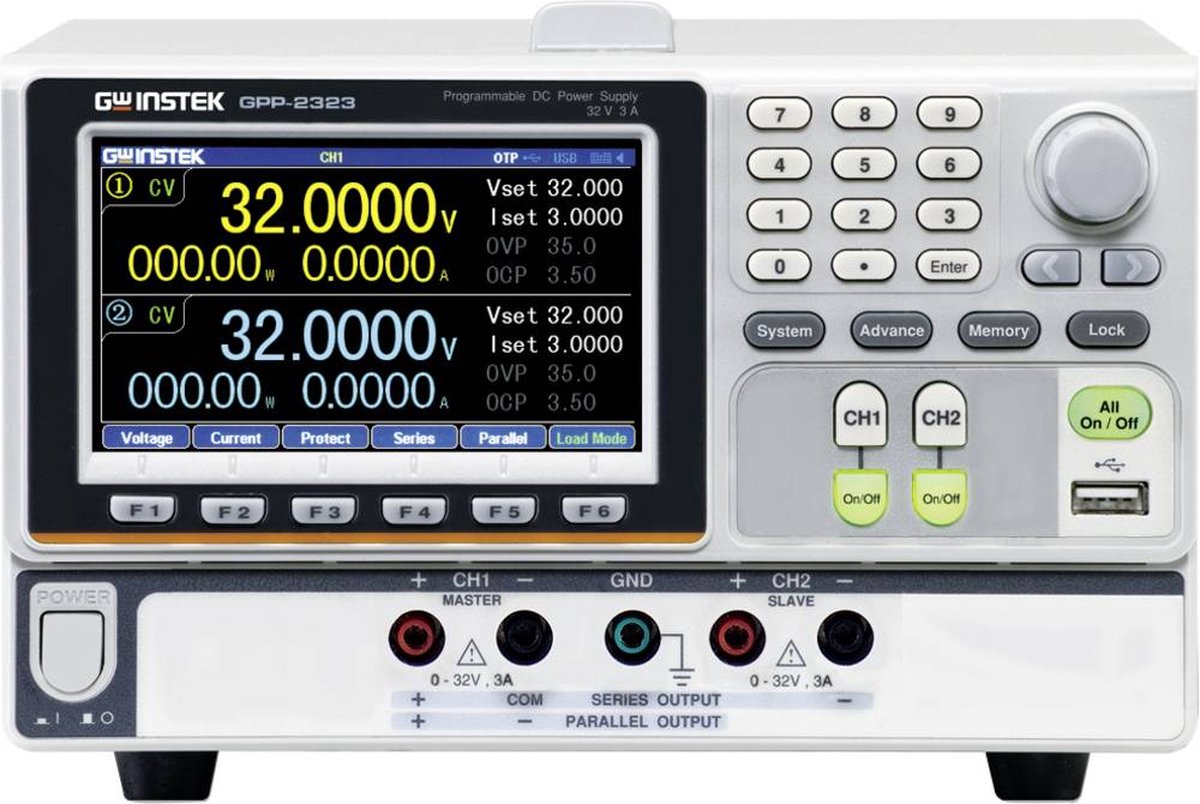 Alimentation de laboratoire réglable GW Instek GPP-2323 0 - 32 0 - 3 A 217 W RS-232, USB programmable Nbr. de sorties 2 x