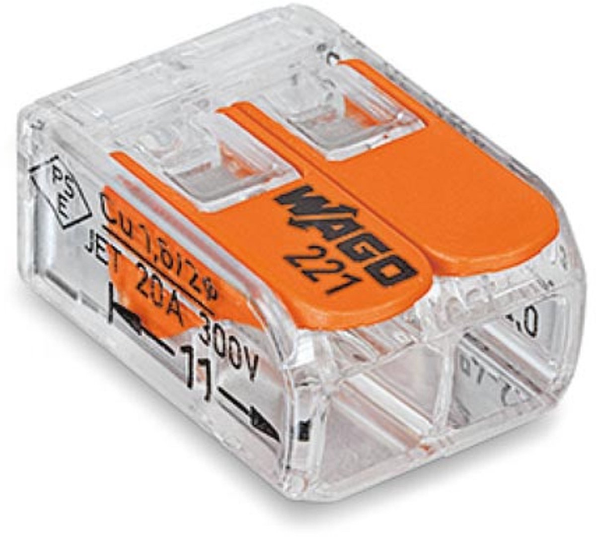 Borne de raccordement WAGO 221-412-100 transparent, orange 100 pc(s)