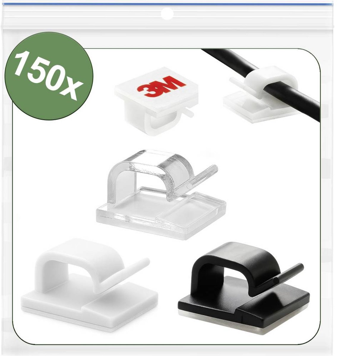 Quadrios 25CA752 Clip de câble autocollant 25CA752 Plage de Ø du faisceau 1 à 7 mm noir, blanc, transparent 150 pc(s)