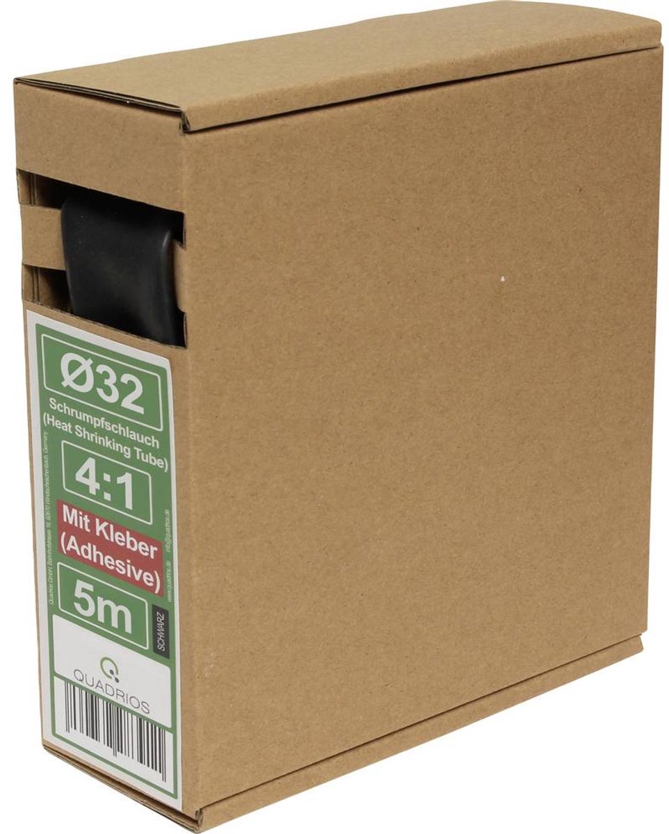 Quadrios 25CA732 Gaine thermorétractable avec colle noir 32 mm 8 mm Taux de retreint:4:1 5 m