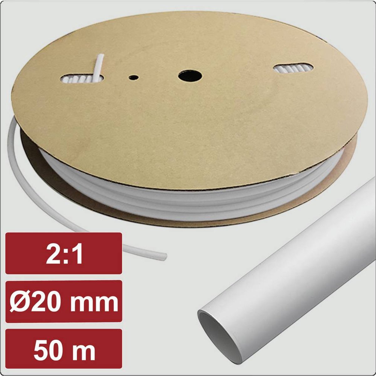 Electronic Garage EG25CA032 Gaine thermorétractable sans colle blanc 20 mm 10 mm Taux de retreint:2:1 50 m